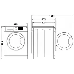 Прально-сушильна машина Whirlpool фронтальна 11(7) кг 1600 A 60 см дисплей пара інвертор білий - мініатюра 7