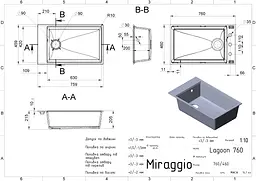 Кухонна мийка Miraggio LAGOON 760 white (0002090) Граніт, Під стільницю/Врізна, Білий - мініатюра 2