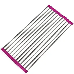 Сушка для посуду на раковину з нержавіючої сталі рожева 23*37 см Kitchen Drainboard - мініатюра 5