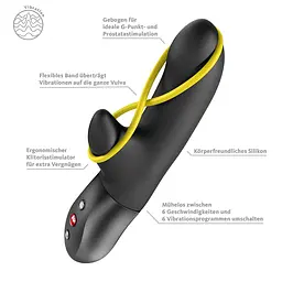 Мінівібратор-кролик зі стимулювальною стрічкою Fun Factory AMORINO Black, стрічка знімна - мініатюра 5