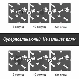 Антиковзний Поглинаючий Швидковисихаючий Килимок під миски для домашніх тварин Кісточки 40 х 55 см Чорний - мініатюра 3