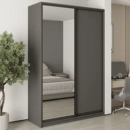 Шафа-купе дводверна MebelStar Стандарт BG ДСП/Дзеркало 160x45x240 см Антрацит (MBS-10126)