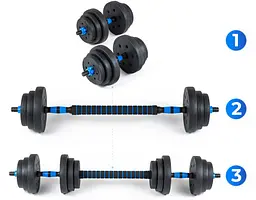 Гантелі розбірні бітумні THUNDER GYM-02 зі з'єднувачем для штанги, 2 x 10 кг (GYM-02) - мініатюра 9