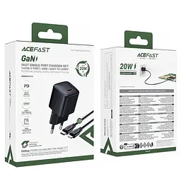 МЗП Acefast A117 mini PD20W GaN (1USB-C) + кабель Type-C to Lightning Black - мініатюра 6