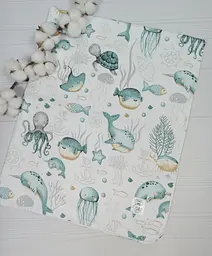 Пелюшка дитяча багаторазова непромокальна a.l.babybox Морські мешканці 80x100 см Різнокольоровий (NV 18148412)