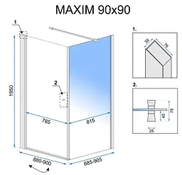 Душова кабіна Rea Maxim 90x90 R REA-K0267, Хром, Права, прозорий - мініатюра 7