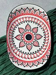 Тарілка овальна, червона, 28x18,5x3,5 см "Тригір'я"