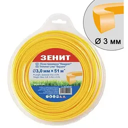 Жилка косильна Зеніт плетена "Квадрат" 3,0 мм х 51 м (КВ-30-51-ОВ) (40430051)
