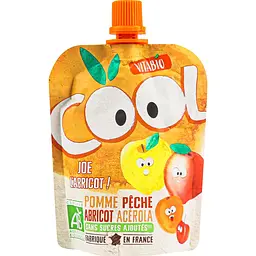 Набір: Органічне пюре Vitabio Cool Fruits з яблуком, персиком та абрикосом 180 г (90 г x 2 шт.) - мініатюра 2