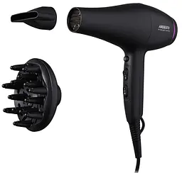 Фен Ardesto HD-Y222PRO, Black, 2200W, 2 швидкості, 3 режими, дифузор, концентратор, функція "Cool Shot", захист від перегріву, Soft Touch покриття - мініатюра 4
