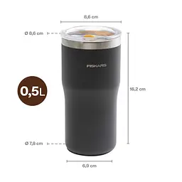 Термокружка Fiskars On-the-go 0.5 л, колір чорний (1078762) - мініатюра 2