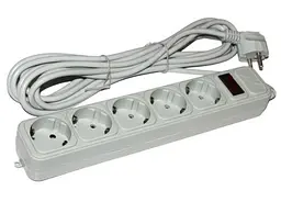 Фільтр мережевий Maxxter, 5 розеток, 1.8 м, Grey, 10А, до 2.2 кВт, вимикач, заземлення, 3x0.5 мм? (SPM5-G-6G)