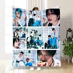 Плед плюшевий подарунковий 3D Stray Kids collage №2 160х200 см 160 см, 135 см
