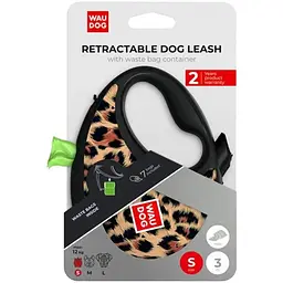Повідець-рулетка для собак з контейнером Waudog R-leash Леопард зі світловідбивною стрічкою S 12 кг 3 м - мініатюра 4