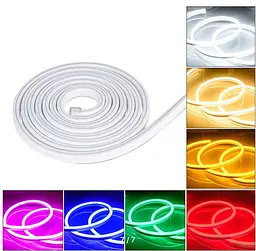 LED Стрічка гнучка силикон 12v 50 см Синій Неон (бічне свічення 12 мм 6 мм) - мініатюра 4