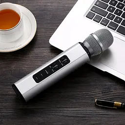 Бездротовий караоке-мікрофон Losso K6 Premium з вбудованим динаміком і Bluetooth Silver (18962) - мініатюра 4