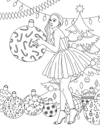 Розмальовка #Girls#Fashion#Christmas - мініатюра 2