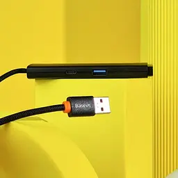 USB-Хаб Baseus USB-Hub Lite Series 4-Port USB-A HUB Adapter (USB-A to USB 3.0*4) 25cm Black (WKQX030001) - мініатюра 2