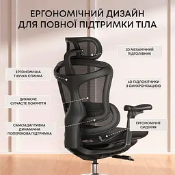 Ігрове крісло Sihoo DORO C300L Mesh Black (DORO-C300L-A3-101) - мініатюра 8