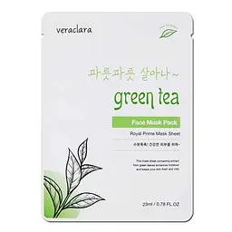 Тканинна маска для обличчя Veraclara Green Tea face mask з екстрактом зеленого чаю
