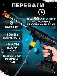 Мийка безконтактна акумуляторна універсальна, автомийка високого тиску, чорна (6254412450) - мініатюра 8