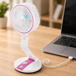 Акумуляторний настільний вентилятор USB 1600mAh / Портативний вентилятор з LED підсвічуванням Hurry Bolt HB-2019 - мініатюра 3