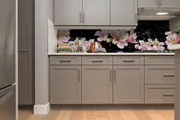 Кухонний фартух Рожеві Альстромерії для кухні наклейка квіти на чорному тлі 60х250 см Happy Pocket Z180523 - мініатюра 5