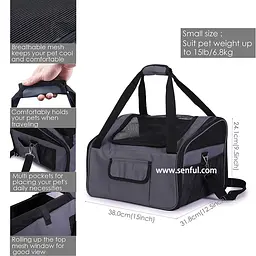 Автокрісло для собак SENFUL Pet Car Seat Carrier бежеве - мініатюра 3