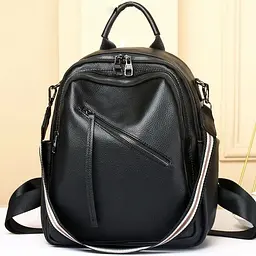 Стильний жіночий шкіряний рюкзак чорний міський 51124 Tiding Bag