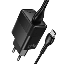 Мережевний зарядний пристрій Hoco CS111A Lounge PD22.5W 1USB-C + кабель USB to Type-C Black - мініатюра 3