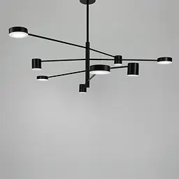 Сучасна чорна LED люстра FLEA з ріжками, що регулюються по осі Line.F DE 31/8 BK - мініатюра 8