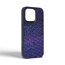 Кожаный чехол для Apple iPhone 15 Pro Max, Harder Virgin Mermaid, синий, термополиуретан ТПУ + экокожа с морской чешуйчатой текстурой, панель, защита корпуса, противоударный, микрофибра, рамка вокруг камеры, защита всего корпуса, (ARM76823) - мініатюра 2