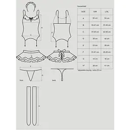 Еротичний костюм покоївки зі спідницею Obsessive Housemaid 5 pcs costume чорно-білий L/XL - мініатюра 7