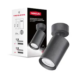Світильник точковий накладний поворотний без лампи Maxus Spot Light Base GU10 Black