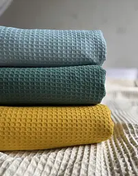 Покривало Zeintex Simple бавовняне вафельне смарагдове 230х300 см - мініатюра 3