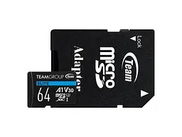 Карта памяти Team MicroSDHC UHS-I Class 10 64 GB Black (TEAUSDX64GIV30A103)