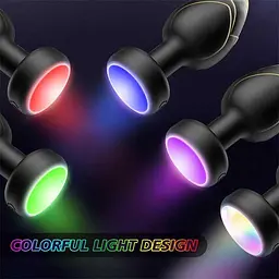 Силіконова анальна пробка що світиться з вібрацією Light Anal Plug чорна 9х3.5 см - мініатюра 3