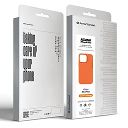 Силиконовый чехол с MagSafe для Apple iPhone 15 Pro, ICON2 MagCase, оранжевый, противоударный, панель с мягкой подкладкой, защита всего корпуса, поддержка беспроводной зарядки, совместим с защитными стеклами и пленками, ArmorStandart (ARM89276) - мініатюра 10