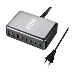 Зарядний пристрій XoKo 2xUSB-С PD100W + 3xUSB-С PD65W + 3xUSB QC18W 440W GaN (QC-400) - мініатюра 2