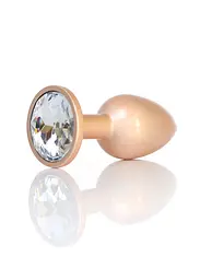 Анальна металева пробка Plug-Jewellery Pearl Gold PLUG- Clear S Boss Series 64-00129 100343