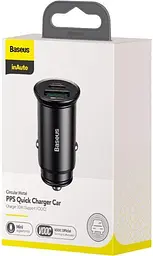 Автомобільний зарядний пристрій Baseus Circular Metal PPS Quick Charger 30W Support VOC CCYS-C01 Black - мініатюра 4