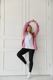 Жіноча сорочка для вагітних стилю oversize з мікровельвету Varna розмір L-XL Lullababe пудрова - мініатюра 4