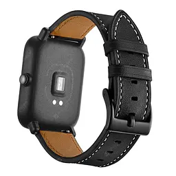 Ремінець для Xiaomi Amazfit Bip - чорний Watchbands Standart ширина кріплення 20мм розмір L шкіряний (WB0029STANDART2BLACKFITBIP3) - мініатюра 2