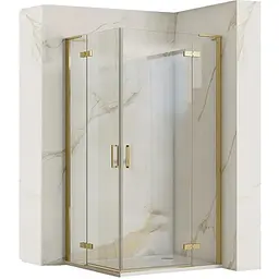 Душова кабіна Rea Hugo 80x80 gold подвійна REA-K6608, Золотий, Універсальна, прозорий, золотий