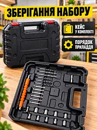 Дриль-шуруповерт акумуляторний 24V 1350 об/хв 24 предмети, жовтий / чорний (1663582196) - мініатюра 9