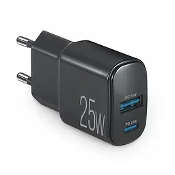 Мережевий зарядний пристрій Brevia ePower PD25W USB-C+USB-A чорний(45025CAB)