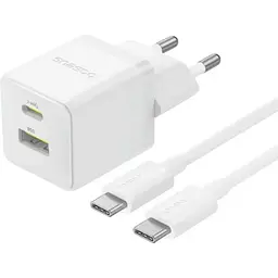 МЗП Baseus Palm Fast Charger 30W (1USB-A/1C) + кабель Type-C to Type-C (P1011160A) Moon White