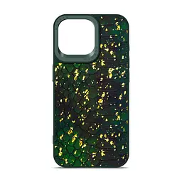 Кожаный чехол для Apple iPhone 15 Pro Max, Harder Nagas, зеленый, термополиуретан ТПУ + экокожа с имитацией кожи Наги, панель, защита корпуса, противоударный, микрофибра, рамка вокруг камеры, защита всего корпуса, (ARM76743)