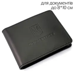 Обкладинка на посвідчення збільшена шкіряна чорна (для документів разміром до 8*10 см) ТРО