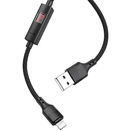 USB Cable Hoco S13 Central control Lightning Black 1m (with display timer) - мініатюра 2